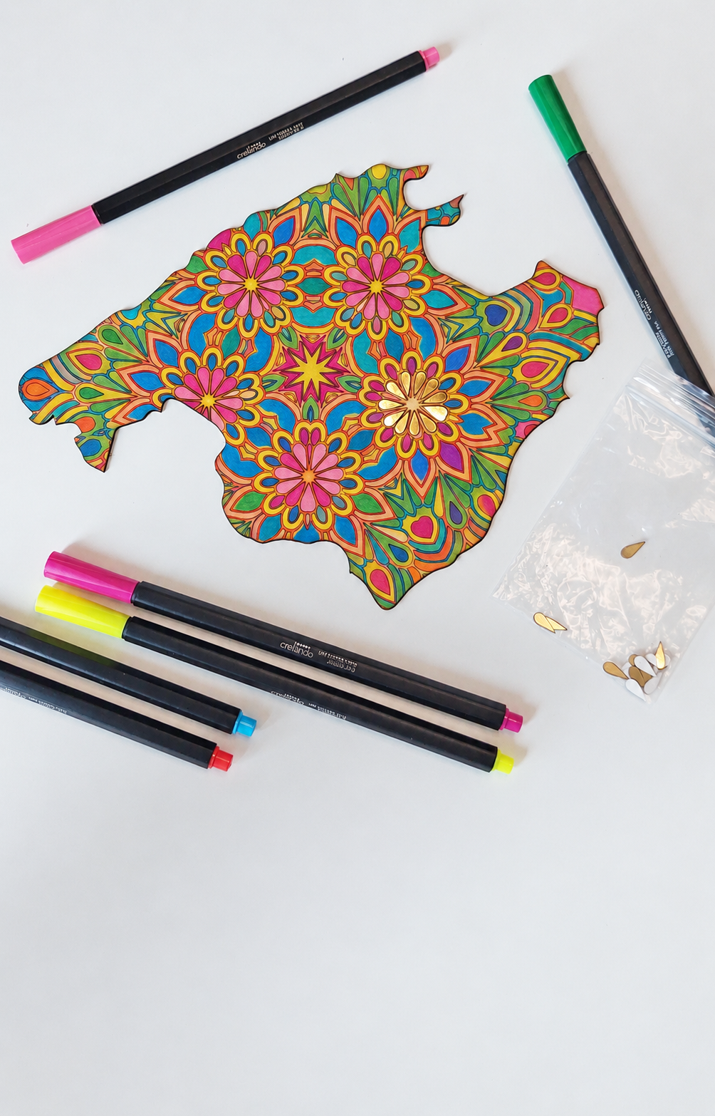 Ansicht 4 von Mandala „Mallorca Silhouette – mit goldenen Blüten