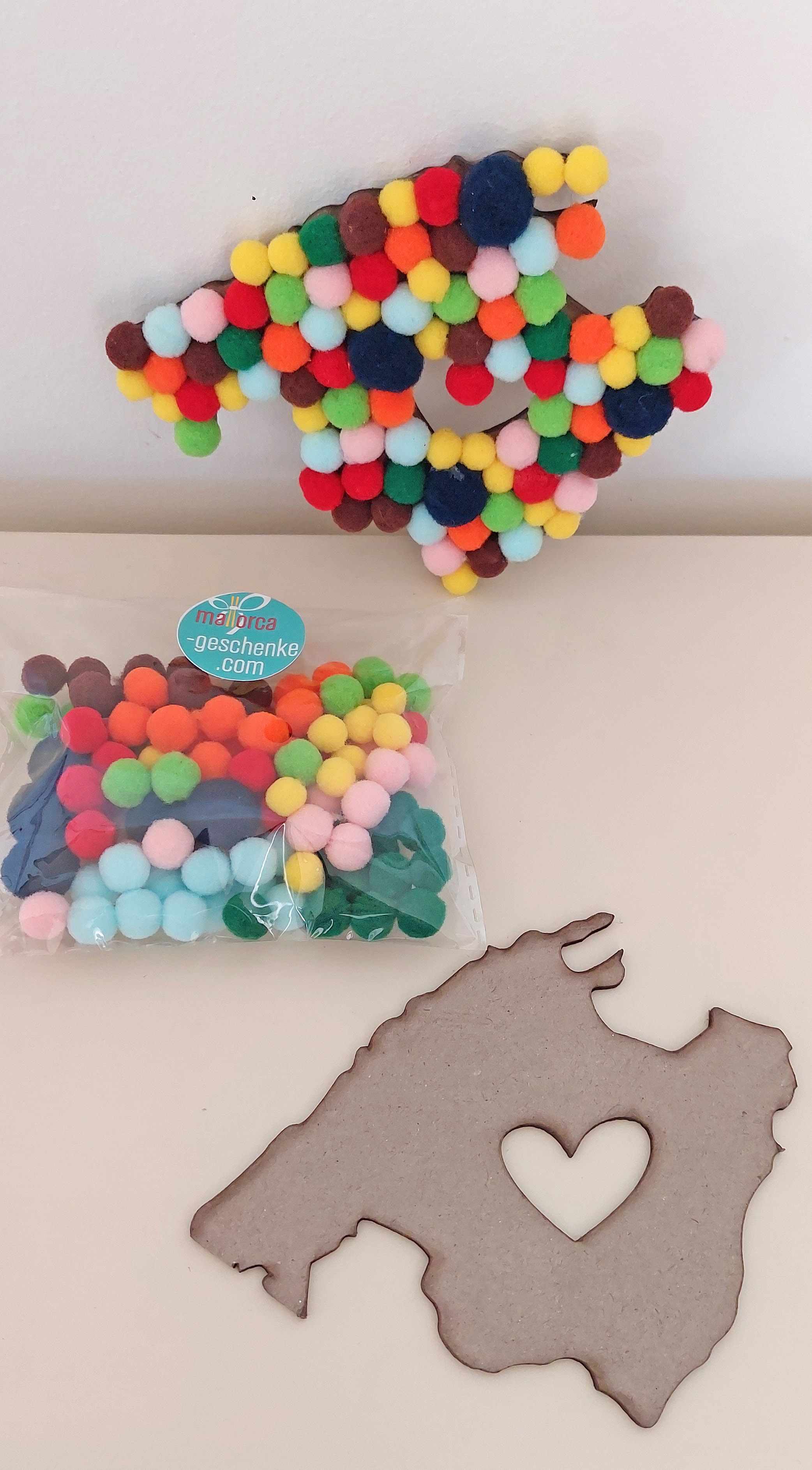 Mallorca Pom-Pom Bastelset mit Herz – DIY Kreativset