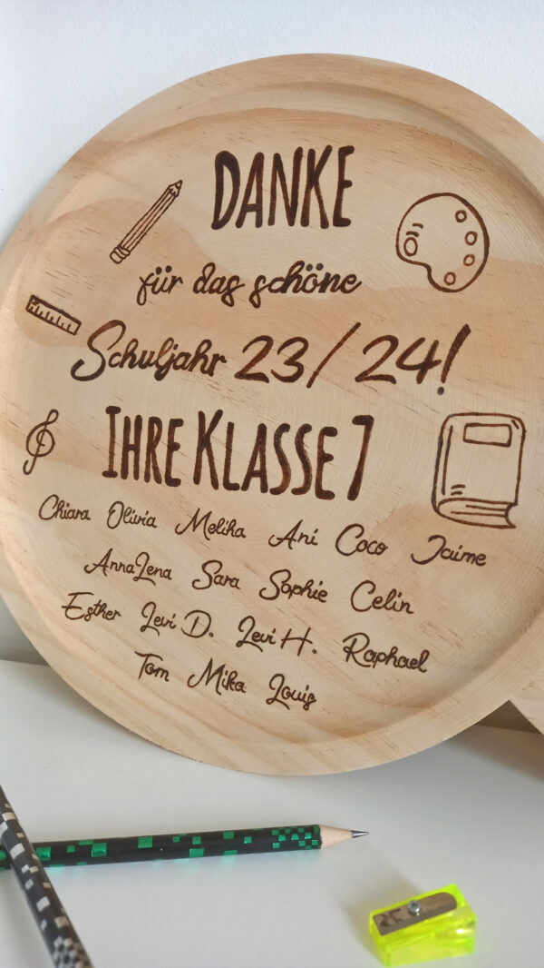 Brotzeitbrett "GRACIAS Profe" & DANKE für das Schuljahr