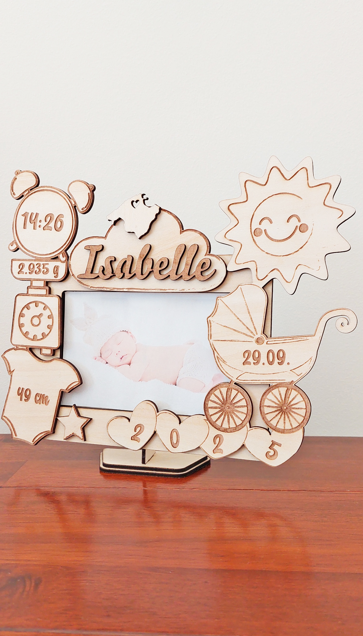 Fotorahmen Bilderrahmen Geburtsrahmen personalisiert