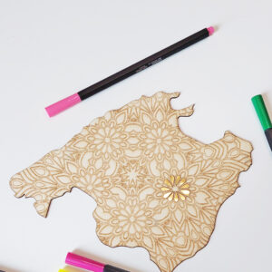 Mandala Ausmalbild Holz goldene Blüten
