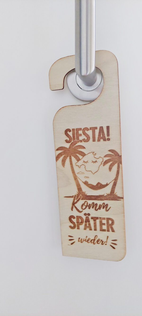 Beidseitiger Türanhänger aus Holz mit Mallorca-Sprüchen