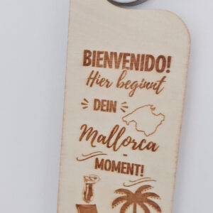 Beidseitiger Türanhänger aus Holz mit Mallorca-Sprüchen