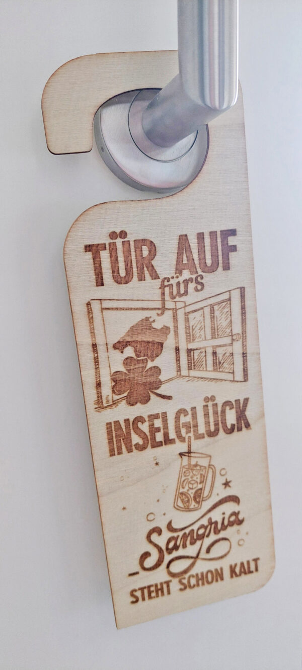 Beidseitiger Türanhänger aus Holz mit Mallorca-Sprüchen