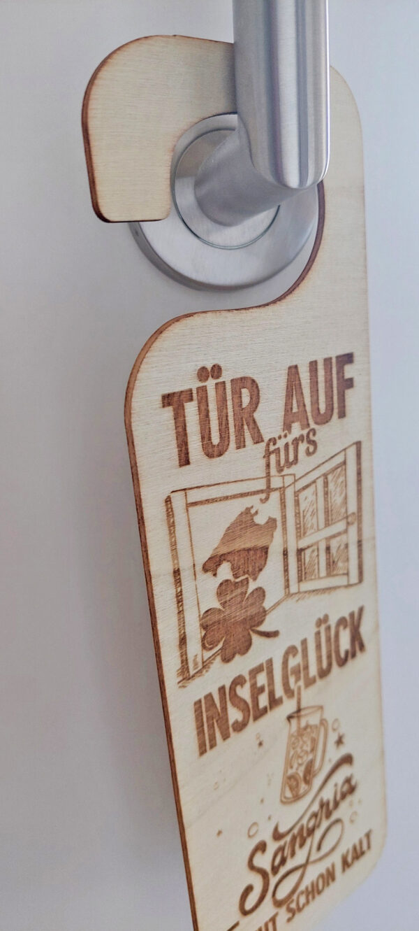Beidseitiger Türanhänger aus Holz mit Mallorca-Sprüchen
