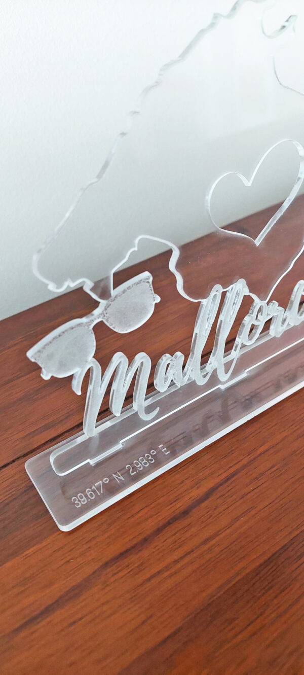 Acryl-Aufsteller Mallorca – moderne Deko mit Lasergravur, Geschenkidee & Highlight für Zuhause oder Ferienhaus