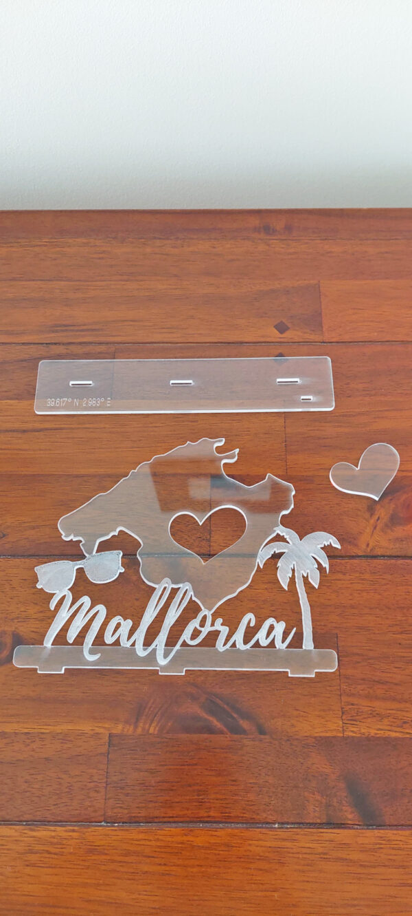 Acryl-Aufsteller Mallorca – moderne Deko mit Lasergravur, Geschenkidee & Highlight für Zuhause oder Ferienhaus