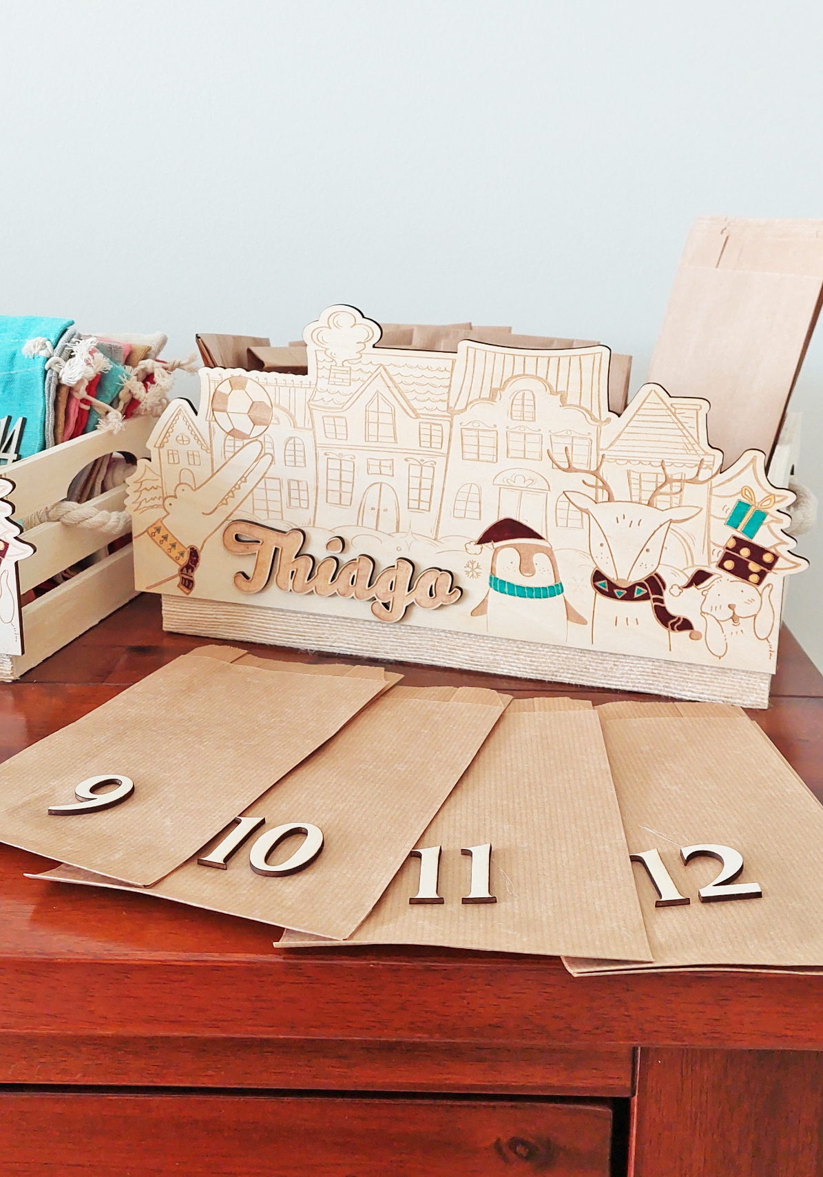 Weihnachtskalender Holzbox - Papiertüten