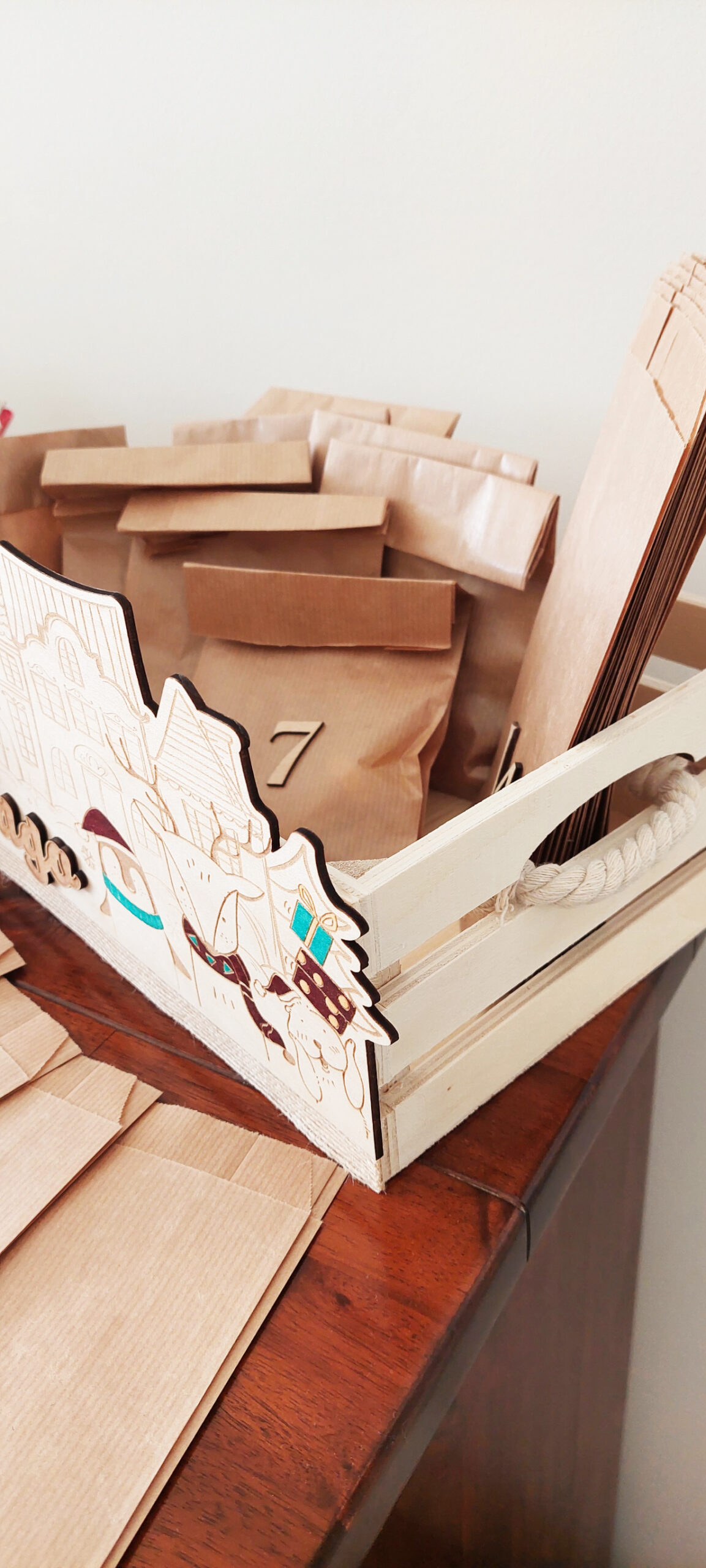 Adventskalender Holzbox - Papiertüten