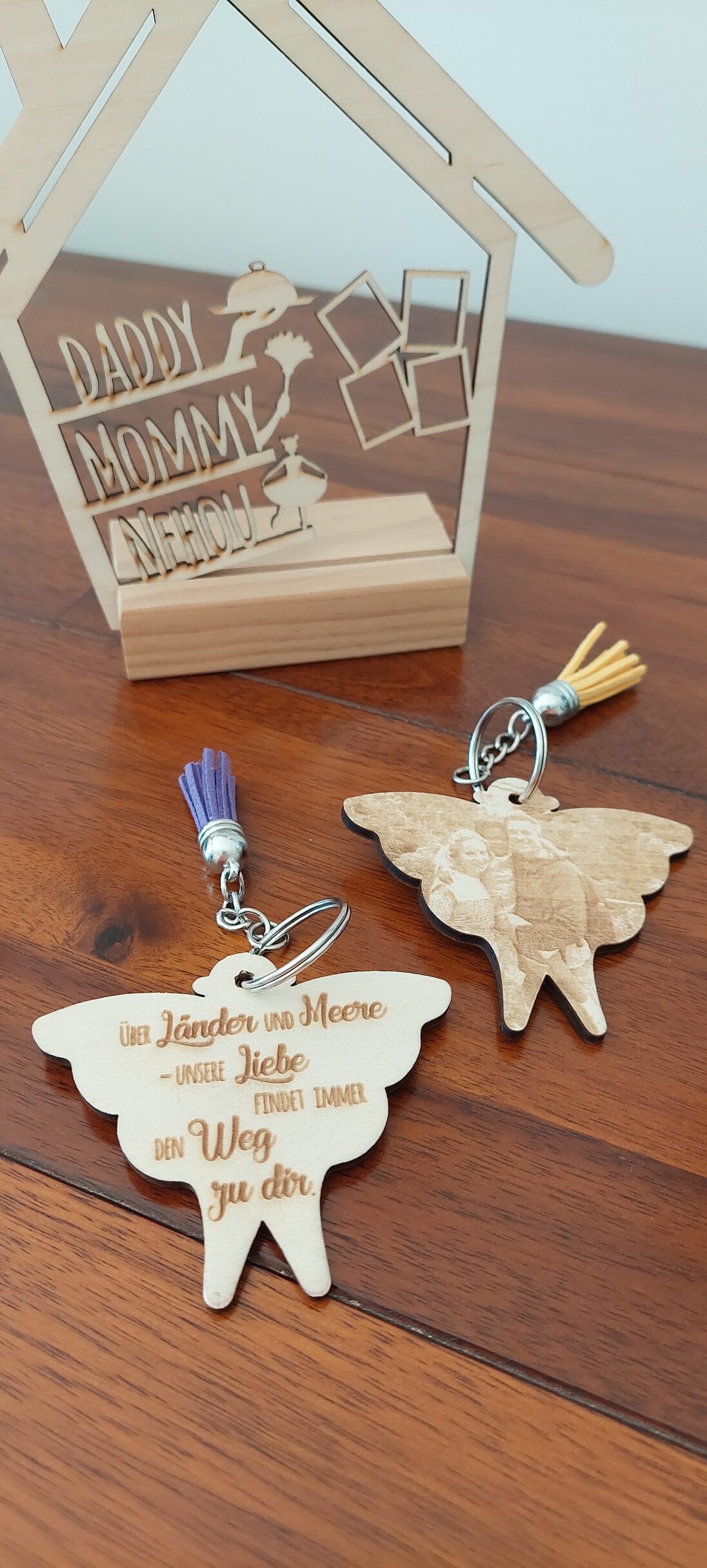 Schlüsselanhänger Anhänger Holz Engel