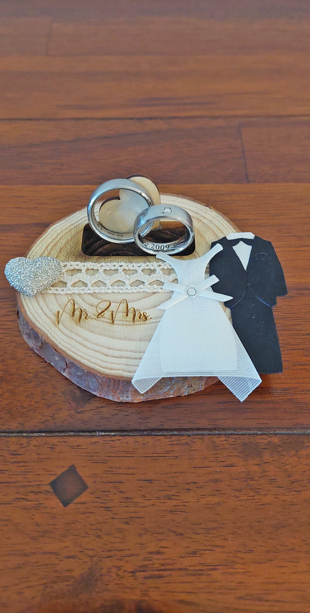 Hochzeitskissen Baumstamm Holz Ringkissen