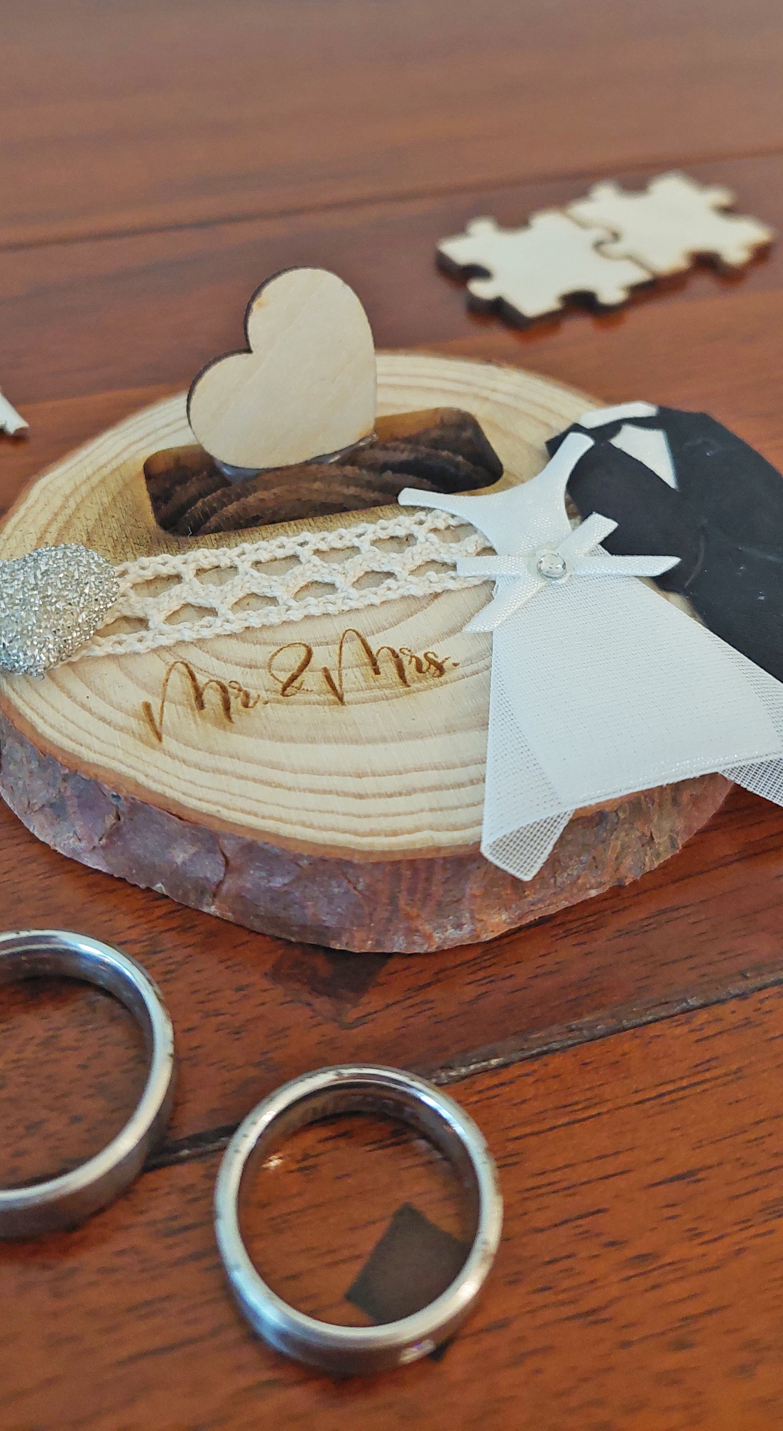 Hochzeitskissen Baumstamm Holz Ringkissen