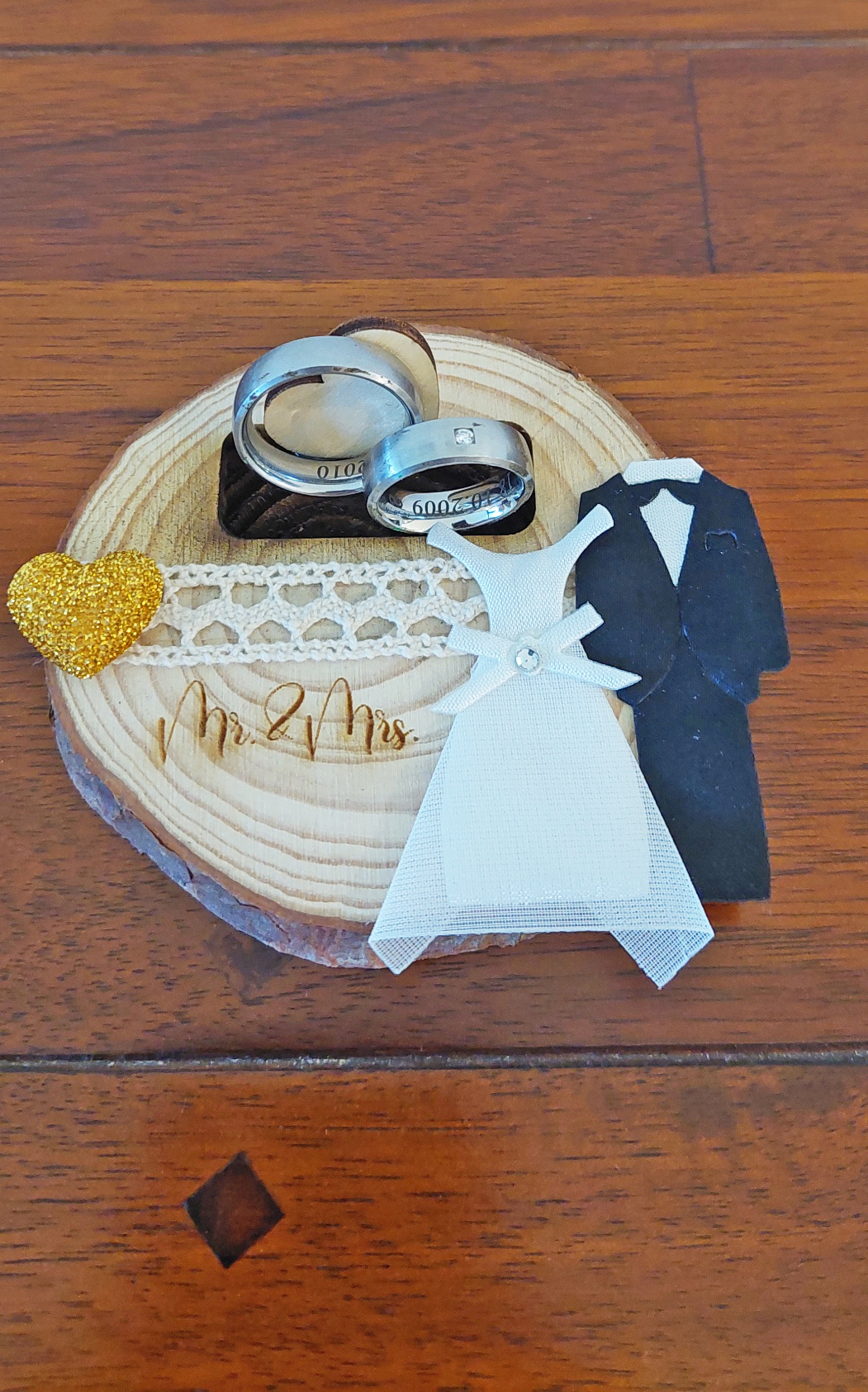 Hochzeitskissen Baumstamm Holz Ringkissen